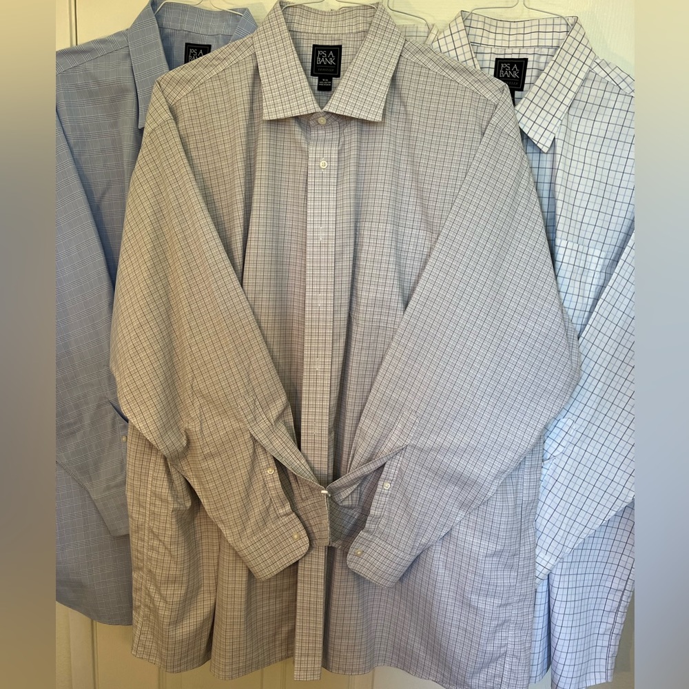 JosA bank Traveler pattern dress shirt size 18/34; good used condition